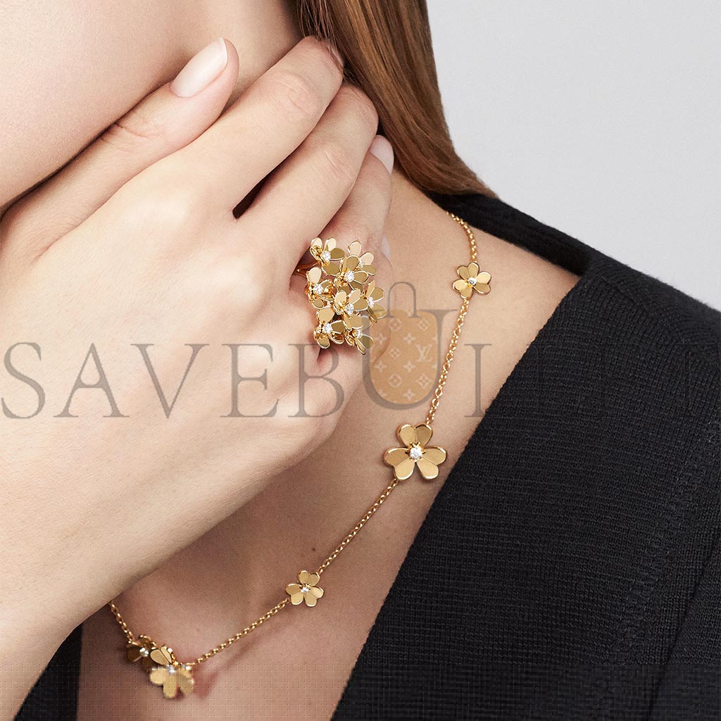 v*n cl*f arpels frivole necklace, 9 flowers - yellow gold, Di*m*nd  vcard31500